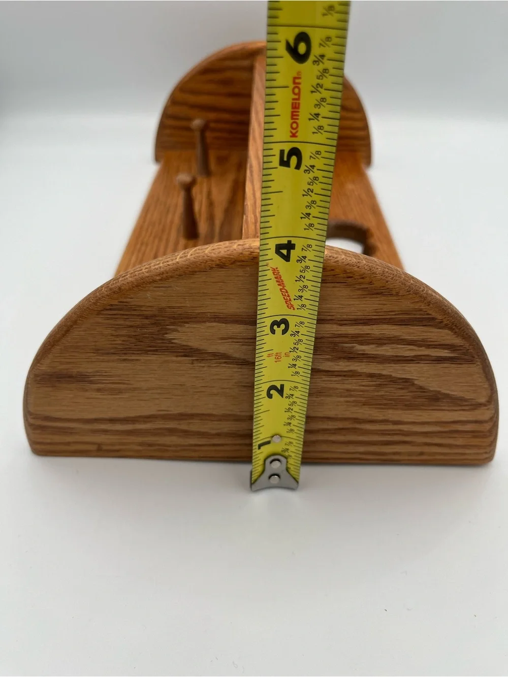 Vtg Oak Wall Shelf Heart Cutout Pegs Country Farmhouse Cottagecore Rustic 12X7”
